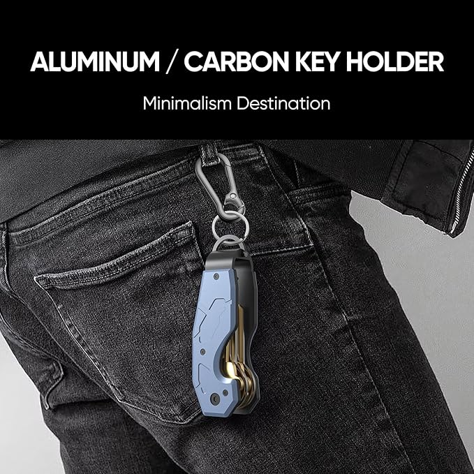 Compact Metal Aluminum Key Organizer, Minimalist Innovative Keyholder-Car Key Chain, Smart KeyChains Key Case up to 6 Keys