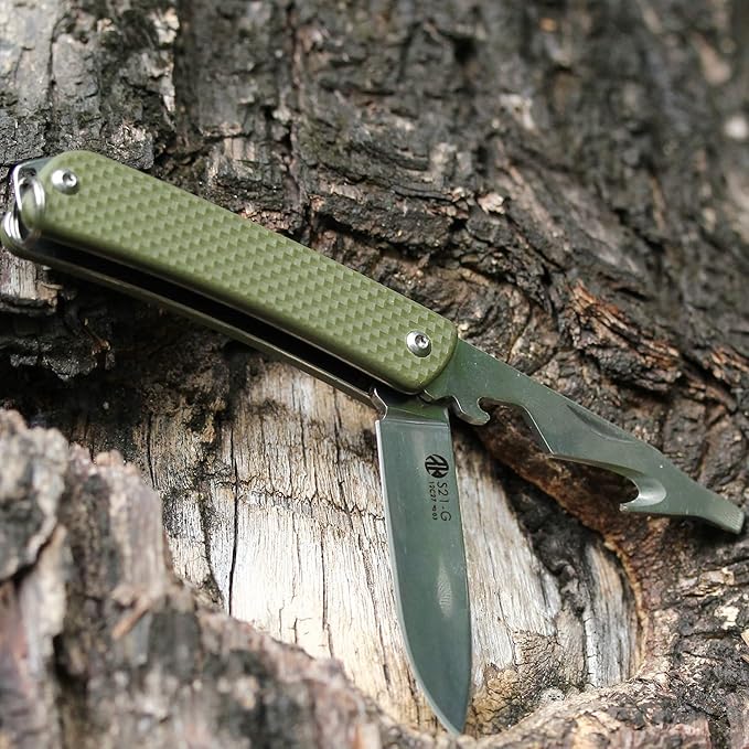 Ruike Small Keychain Knife for Men,Women Gifts,5 in1 Multitool, 12C27 Steel,Mini EDC Tactical Folding Pocket Knives Camping Key Tool,Multifunction,Scissors,Screwdriver,Bottle Opener,Cute Outdoor Gear