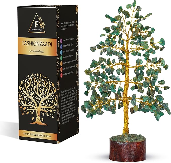 FASHIONZAADI Green Aventurine Crystal Tree, Crystals and Stones, Gem Tree, Healing Gemstones and Crystals Home Decor, Meditation Decor, Spiritual Gifts for Women, Good Luck Gift