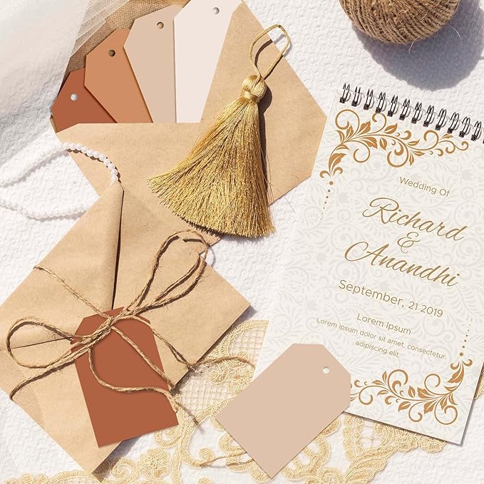 Whaline 120Pcs Terracotta Fall Gift Tags 4 Gradient Solid Colors Hanging Labels with Hemp Rope Bulk Colorful Blank Paper Tags for Birthday Wedding Holiday Fall Party DIY Art Craft Supplies