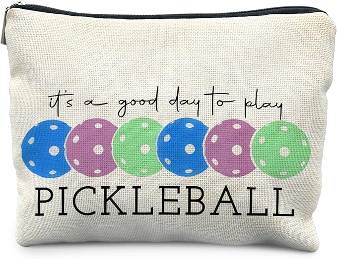 Pickleball Gifts for Women: Colorful Makeup Bag, It's a Good Day to Play Cosmetic Toiletry Bag, Gifts for Pickleball Lovers (Blue)