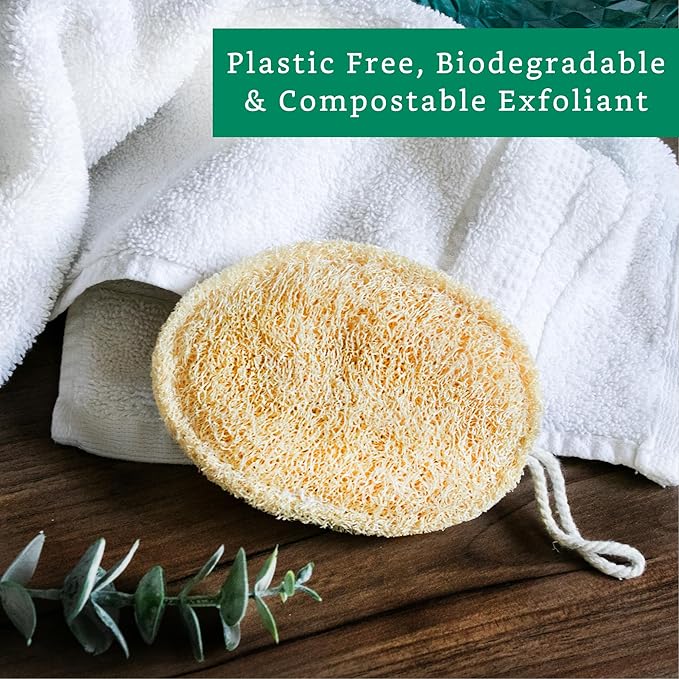 Natural Loofah Exfoliating Sponge (Medium - 4 Pack) - Loofa Exfoliating Body Scrubber - Biodegradable Organic Loofah Sponge - Shower Luffa Sponges - Shower Lufa - Estropajos para el Cuerpo