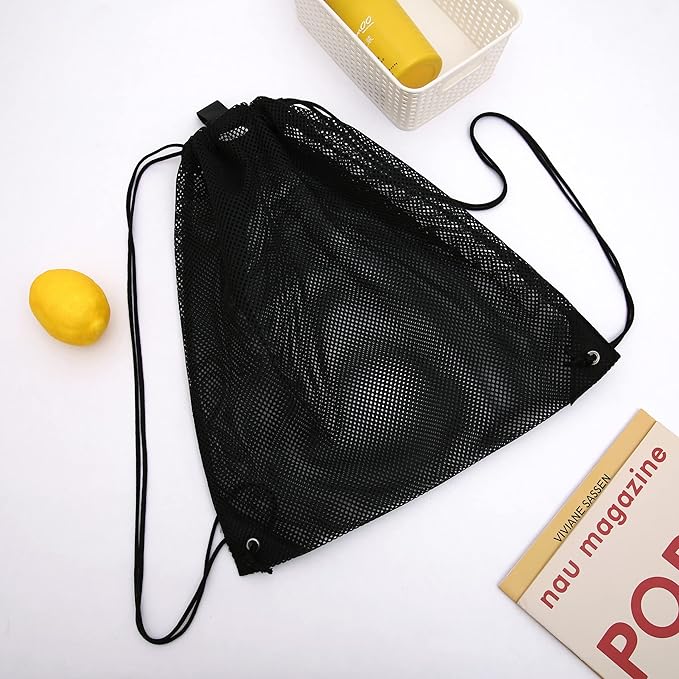 Palmhomee Pack of 4 Mesh Drawstring Bag String Bag for Sports Climbing Gym Laundry Seashell Toy Beach and Hunting (Mixed 2 Sizes)