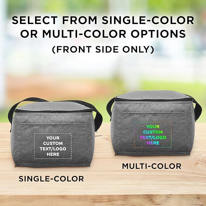 Custom Insulated Cooler Lunch Bag Set of 10, Personalized Bulk Pack - Perfect for Work, Travel, Outdoor Events - Grey