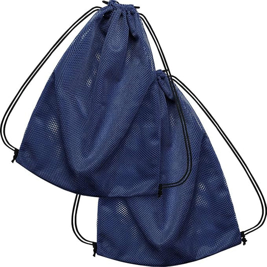 Frienda Mesh Drawstring Backpack Bag Multifunction Mesh Bag for Beach Swimming Gym Clothes Travel Workout Gear (Navy Blue)