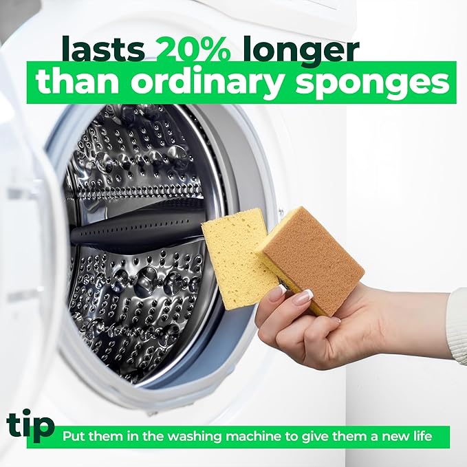 bioGo Biodegradable Kitchen Sponges – Natural Cellulose, Eco-Friendly, Compostable Cleaning Sponges – 24 Pack