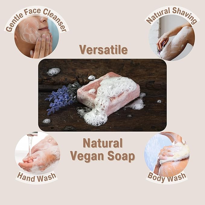 Natural Lavender Soap (4-Pack) | Crafted with Pure Essential Oils | Calm & Moisturizing Natural Vegan Soap for Body, Face & Hands | Chemical Free | Handmade in the USA