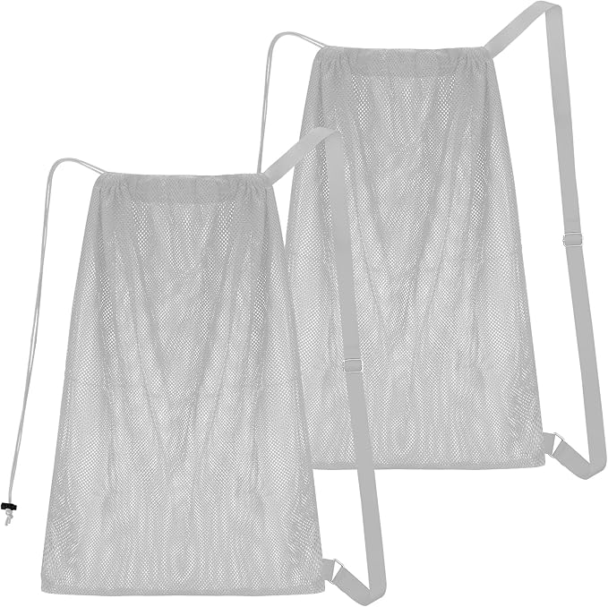 2 Packs Swim Bag Mesh Drawstring Backpack Oversized 18" x 26", Large Mesh Drawstring Backpack for Beach, Swimming, Gym, and Workout Gear (Grey)