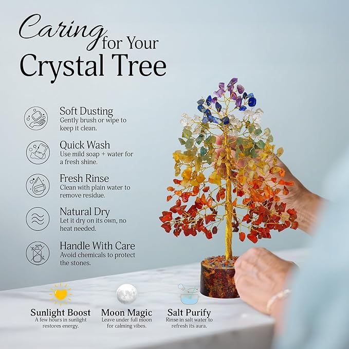 FASHIONZAADI 7 Chakra Crystal Tree of Life, Crystals and Healing Stones, Birthday Gifts for Women - Crystals for Positive Energy, Home Office Decor, Birthday Gifts for Women