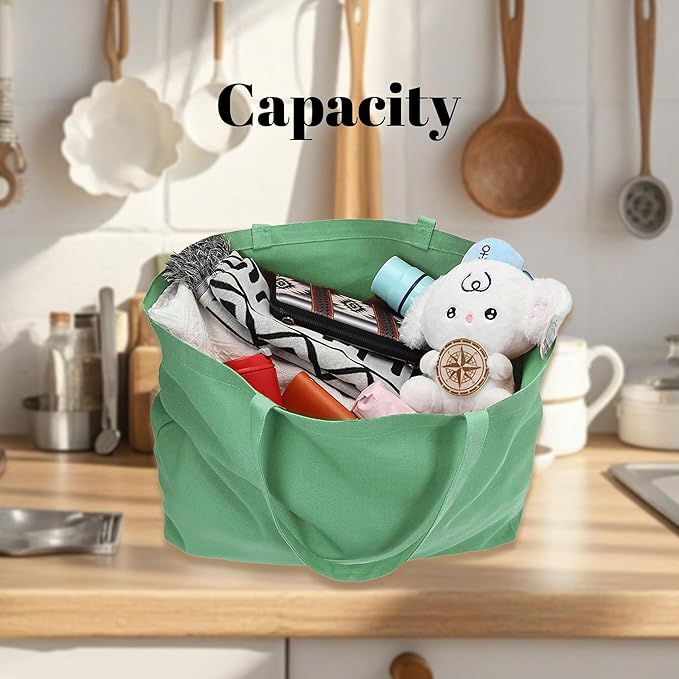 Large Canvas Tote Bag - Reusable Grocery Bag Foldable Heavy Duty Shopping Bag for DIY Art Crafts Painting Embroidery