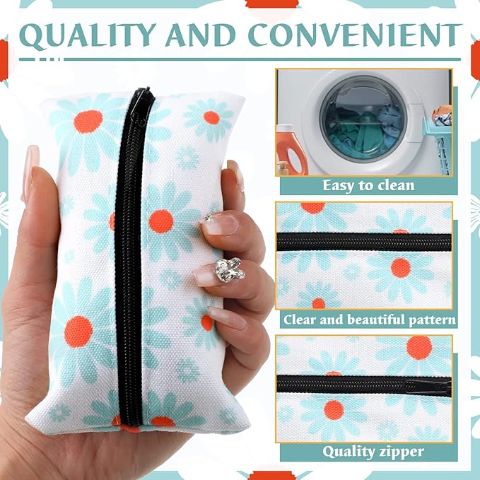 8 Pieces Purse Tissue Holder Reusable Travel Tissue Pouch Fabric Zipper Purse for Bag Car Office Home(Fresh)