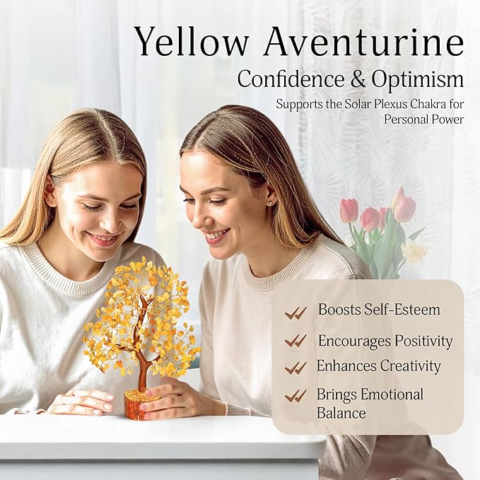 Yellow Aventurine Crystal Tree - Chakra Stones - Crystal Tree of Life - Crystals and Stones - Holistic Gifts for Women - Spiritual Room Decor - Gemstone Tree - Crytals and Gemstones - Good Luck Gifts