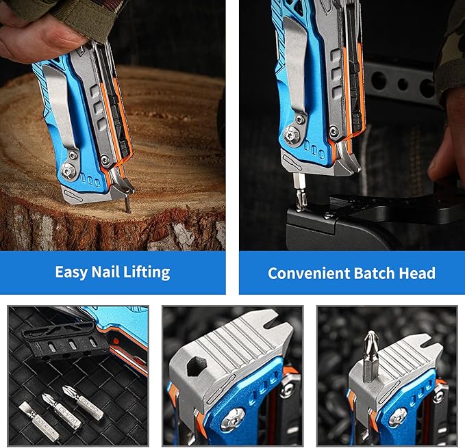 17-in-1 Multitool Pliers with Nail Puller, Saw Screwdrivers, Bottle Opener,Carrying Pouch,High-carbon Steel Multi Tool Ideal for Camping Survival and Gift Blue and Silver