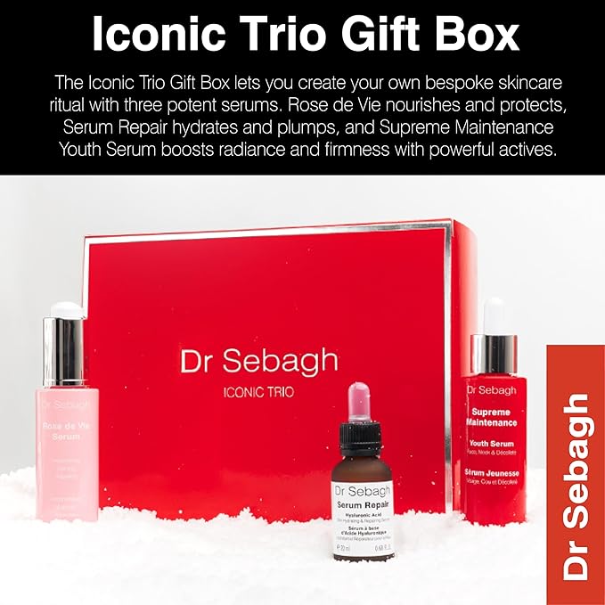 Dr Sebagh Iconic Trio - Serum Gift Set (Rose de Vie, Hyaluronic Acid & Resveratrol) | 3 Award-Winning Products | Rejuvenate & Refreshes Skin | Natural Ingredients | Expert Formula For All Skin Type