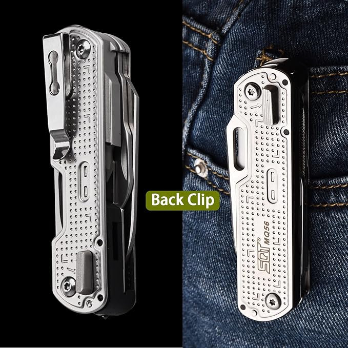 SQT2056 13-in-1 Multitool Knife with Glass Breaker, Survival Knife for Outdoor, Camping, Hiking, Emergency - Portable Scissors, Screwdrivers, Can Opener for EDC, Work & Adventure