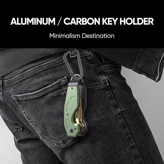 Compact Metal Aluminum Key Organizer, Minimalist Innovative Keyholder-Car Key Chain, Smart KeyChains Key Case up to 6 Keys