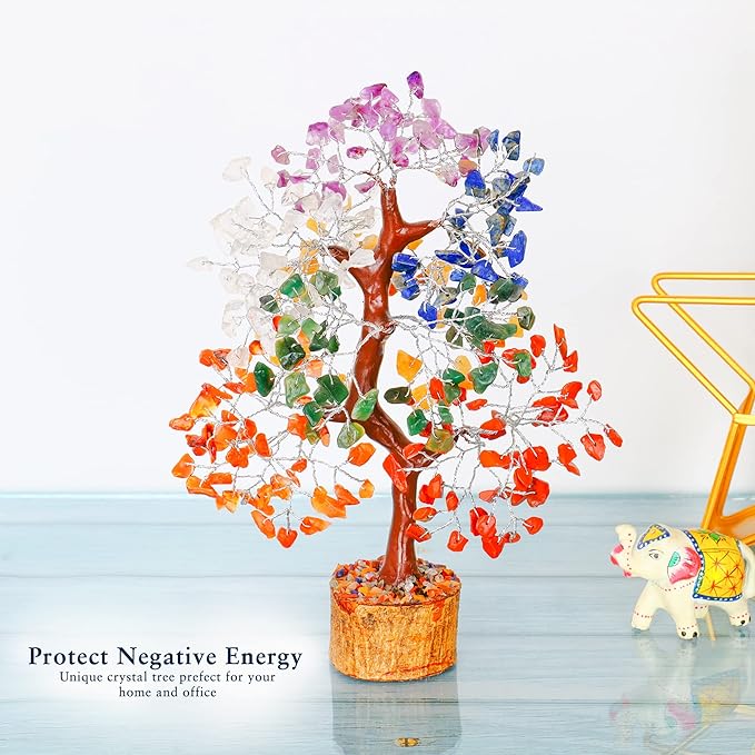 Seven Chakra Crystal Tree for Positive Energy - Feng Shui Tree of Life Decor - Good Luck Gifts - Crystals and Stones - Spiritual Items - Housewarming Gifts for Women