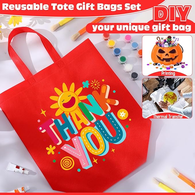Windyun Reusable Grocery Bags Large Non Woven Shopping Bags with Handles Foldable Portable Tote Bulk, 12.6 x 11.8 x 6.3 Inch