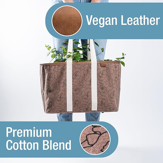 CleverMade EcoBasket Reusable Grocery Tote - Collapsible Storage Shopping Organizer - Heavy Duty Utility Bag Home