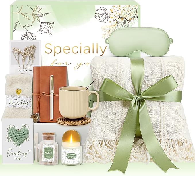 Get Well Gifts for Women Self Care Gift Basket - Birthday Gifts for Women Spa Care Package - Sympathy Inspirational Thinking of You Gift Set for Her Mom Sister Friend Wife Girlfriend (Beige)