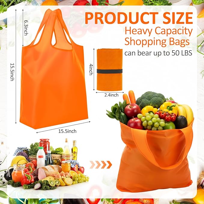 100 Pack Reusable Bags Bulk Foldable Shopping Bags Large Non Woven Tote Grocery Handbags with Handles for 50 Lbs Party Holiday Treat Favor (Colorful)
