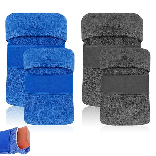 4 PCS Cotton Soap Bag, Foaming and Drying The Soap, Shower Bar Soap Pouch Scrubber for Men and Women (Blue & Grey)