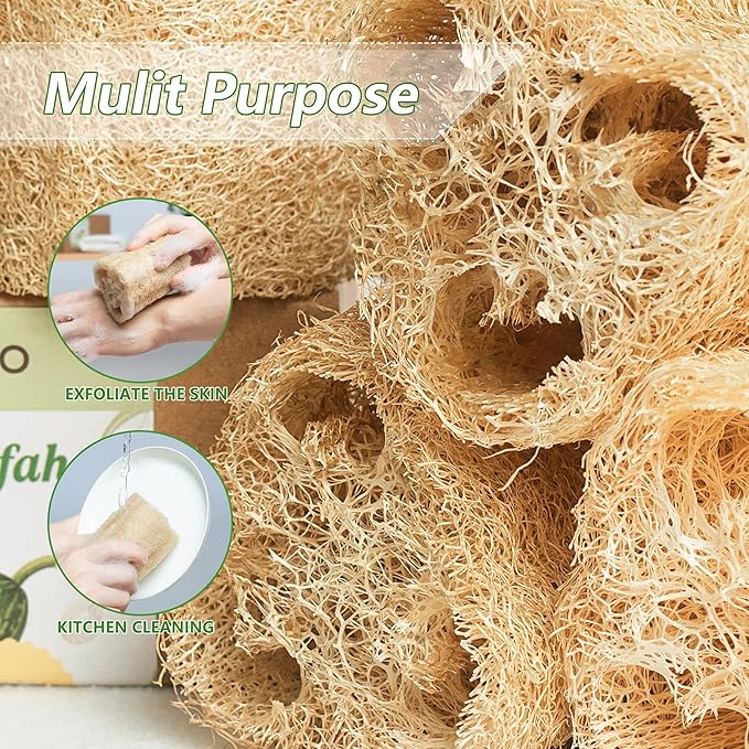 Natural Loofah 6-Pack, 4 Inch 100% Plant Fiber Exfoliating Sponge, Ideal for Men & Women, Spa & Shower Use