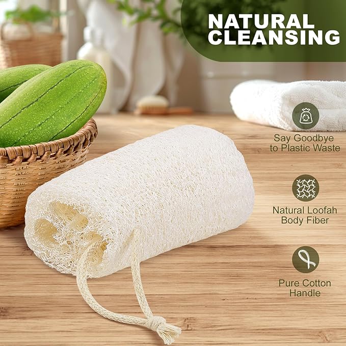 7 Pack Natural Loofah Body Scrubber Sponge, 5 Inches Organic Luffa for Exfoliating & Smooth Skin Cleansing, Ideal for Men & Women, Spa & Shower Use