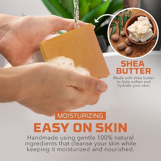 Natural Bar Soap Gift Set for Women - Vegan Bath Handmade Cold Process Artisan Soap with Essential Oil, Aromatic All Moisturizing Wash Soaps, Fragrant Peach Tea Scent (4 Pack)