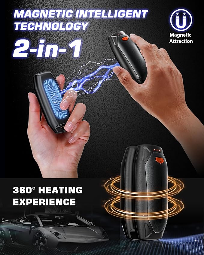 Kesguar Hand Warmers Rechargeable - 2 Pack 14000mAh AI Electric Hand Warmers with Charging Case, Magnetic 2 in 1 Pocket Handwarmers, Portable Heater Gifts for Women/Men/Golf/Camping/Hunting