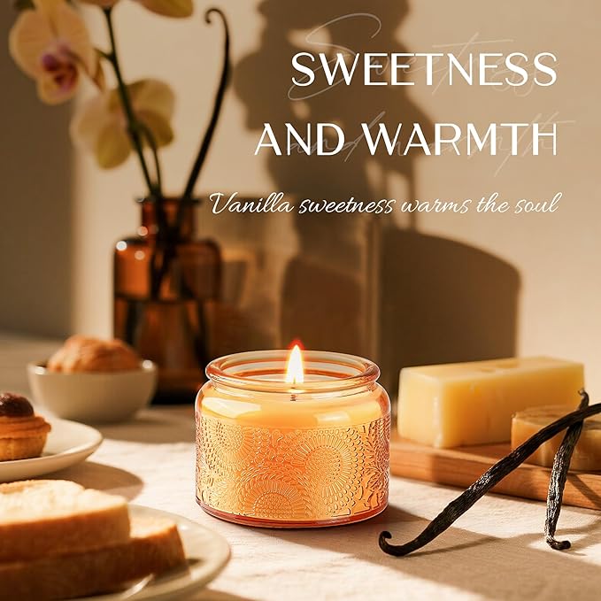 NORVENCE Candles for Women, Scented Candle Gift Set of 4, Scented Candles for Home, Birthday and Christmas Candle Gifts for Women (Vanilla, Lavender, Cinnamon, Jasmine, 14.4 oz)