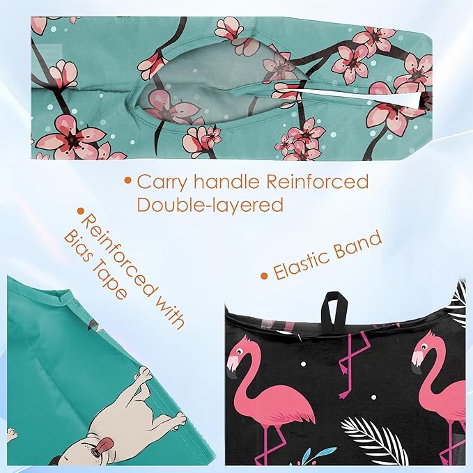 BeeGreen Dog Reusable Grocery Bags 6 Pack - Foldable, Heavy Duty Shopping Tote Bags with Zipper Pouch, Large Capacity (50+ Lbs), Animal Prints Designs for Women & Men, Machine Washable