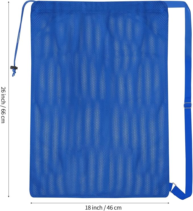 2 Packs Swim Bag Mesh Drawstring Backpack Oversized 18" x 26", Large Mesh Drawstring Backpack for Beach, Swimming, Gym, and Workout Gear (Blue)