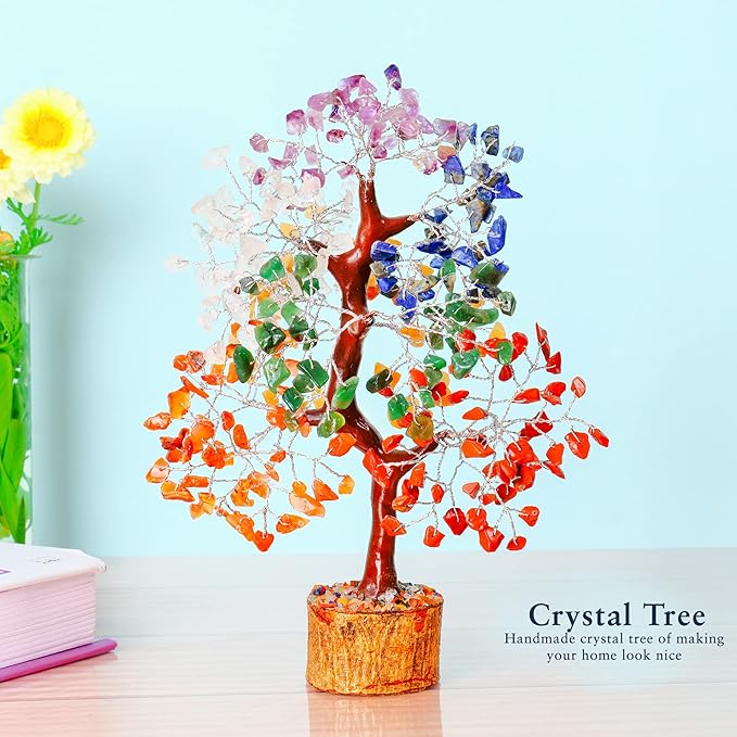 Seven Chakra Crystal Tree for Positive Energy - Feng Shui Tree of Life Decor - Good Luck Gifts - Crystals and Stones - Spiritual Items - Housewarming Gifts for Women