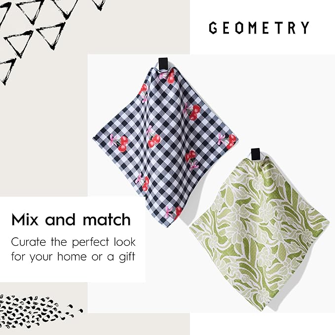 GEOMETRY Kitchen Dish Cloths - Spring & Summer Collection - Premium Dishcloths with Geoweave - Absorbent & Fast Drying Kitchen Towels - Daisy Sky, 10" x 10" - 3-Pack