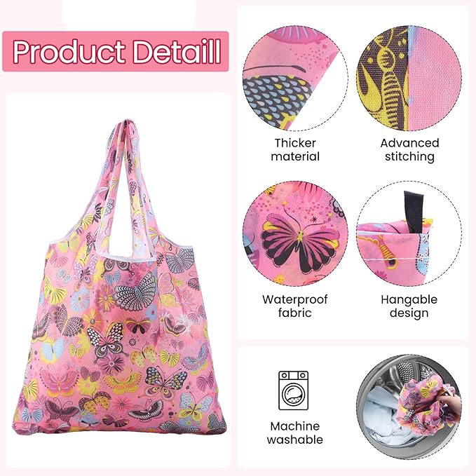 Paterr 50 Pack Reusable Grocery Bags Foldable Shopping Bags Bulk Washable Grocery Tote with Carry Pouch for Groceries