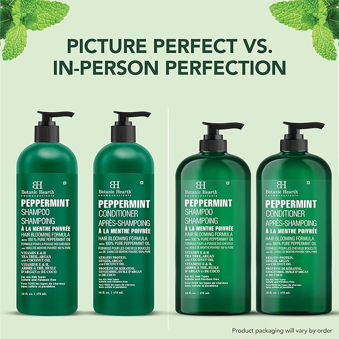 Botanic Hearth Peppermint Oil Shampoo And Conditioner Set | Hair Blooming Formula With Keratin | Fights Hair Loss | Sulfate Free For Men And Women | 16 Fl Oz X 2