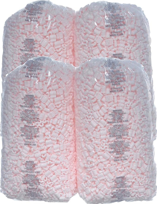 Bubblefast! Brand 14 cu. ft. (90 gallons) Pink Anti Static Packing Peanuts Popcorn (3.5 cu. ft x 4 Bags)