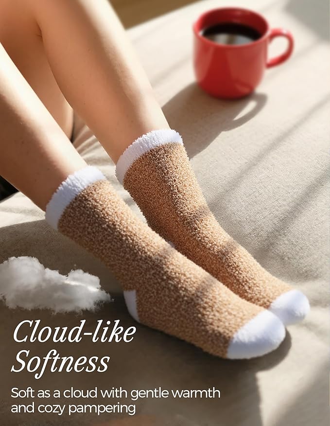 TEHOOK Warm & Cozy Gifts for Women, Stocking Stuufers, Fluffy Fuzzy Plush Sleeping Slipper Socks - Soft Warm Fabric