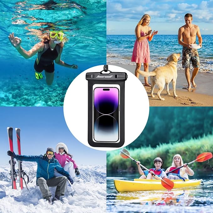 Hiearcool Waterproof Pouch for iPhone, Waterproof Phone Bag Travel Essentials Cruise Accessories Must Haves-4Pack Black