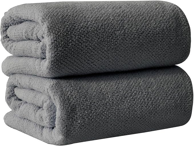 Dark Grey Bath Sheets - 100% Cotton Oversized 2 Pack 68x35 Extra Large Towel Set - Absorbent, Quick-Drying, Durable Oversized Bath Towel for Bathroom Décor