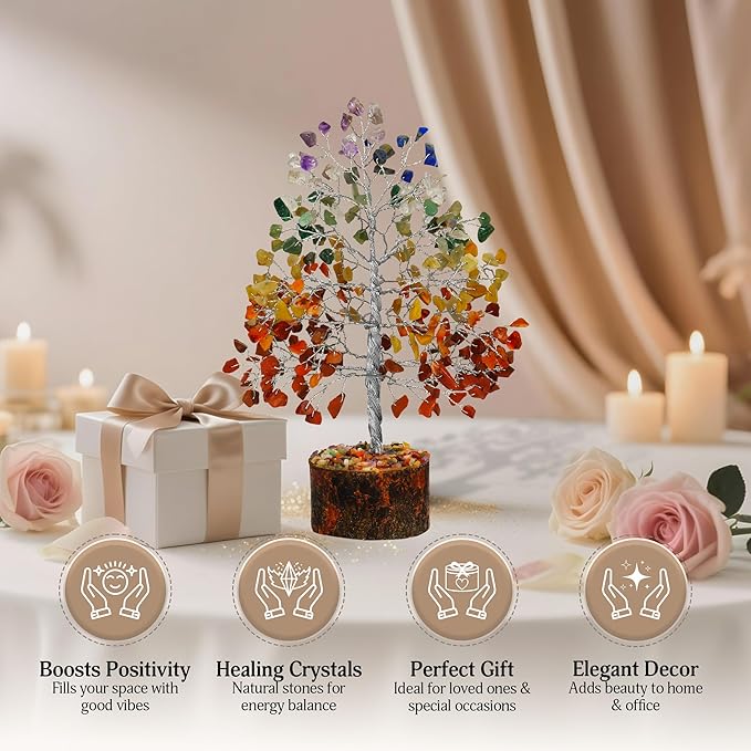 FASHIONZAADI Seven Chakra Crystal Tree Birthday Gifts for Women, Healing Crystal Tree of Life Sister Gifts Room & Home Decor Gift for Mom Her Positive Energy New Home House Warming Gift Women Unique
