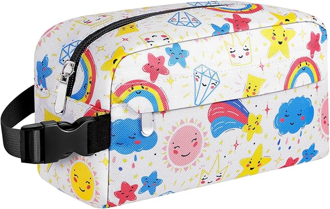 Small Insulated Snack Bag Lunch Box,Collapsible Reusable Small Lunch Bag with Snap Buckle Handle for Beach Travel Picnic,Rainbow 5-Can(3L)
