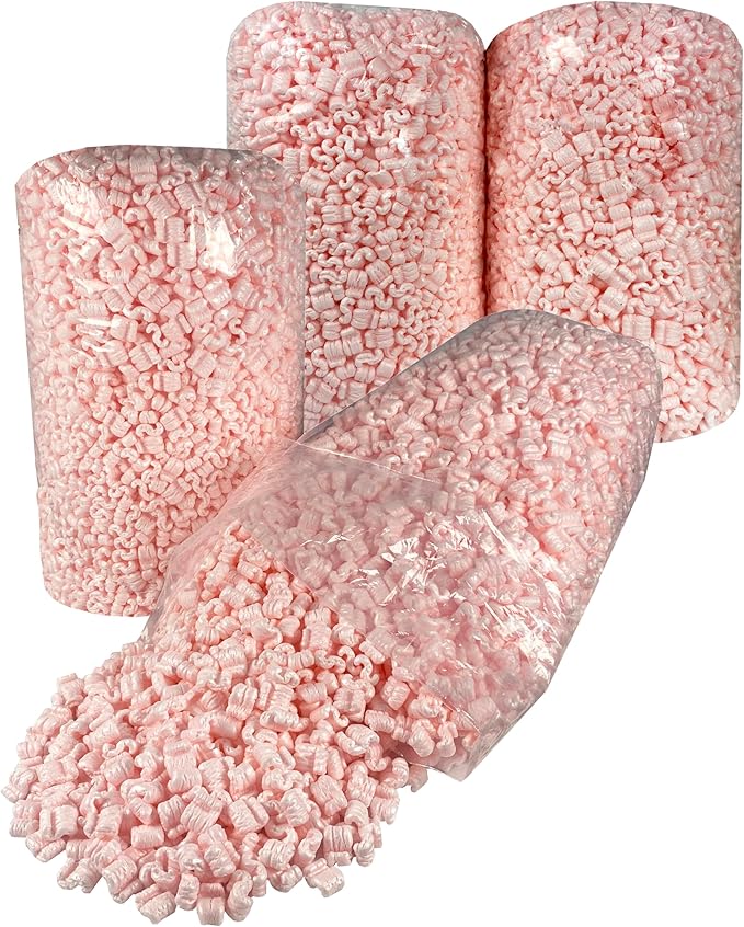 Pink Packing Peanuts, 14 Cubic Feet, Anti-Static S Shaped Cushion For Shipping, Storage & Void Filling, Anti-Static Cushion For Shipping