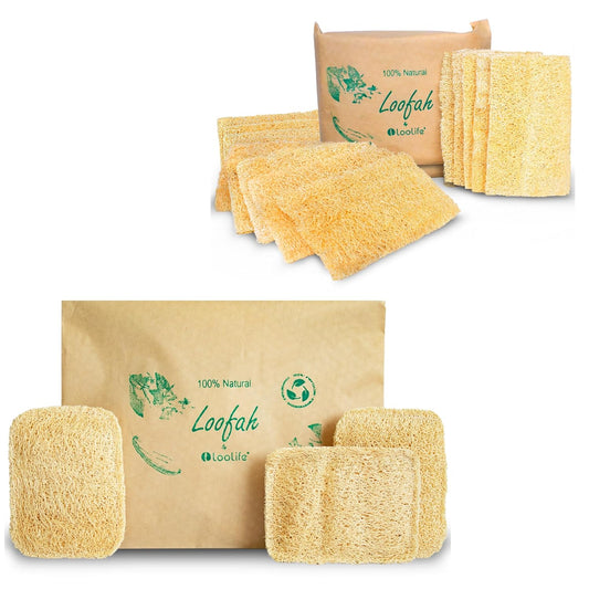 Natural Loofah Kitchen Sponge (3 Pack + 10 Pack Single Layer) - Natural Sponges for Dishes - Eco Friendly and Compostable Sponges - Plant Based Kitchen Dish Biodegradable Sponge