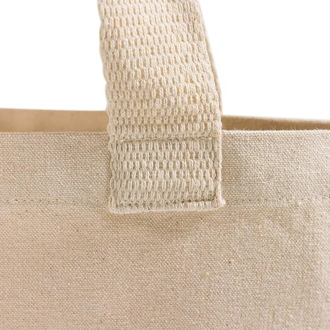 Recycled Canvas Tote Bags with Full Gusset – 6 Pack Reusable Flat Book Bag, Eco Friendly Canvas Tote Bulk,