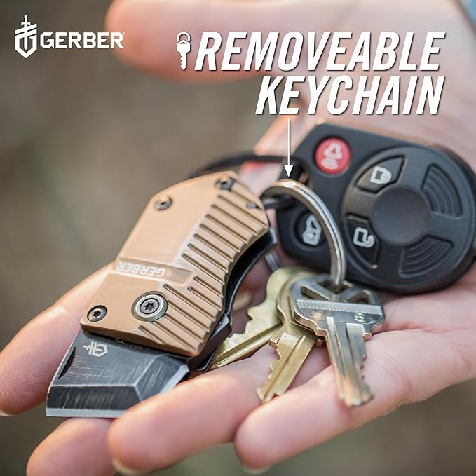 Gerber Gear Key Note Pocket Knife, 1" Plain Edge Box Cutter EDC Keychain Pocket Knife for Everyday Carry, Black