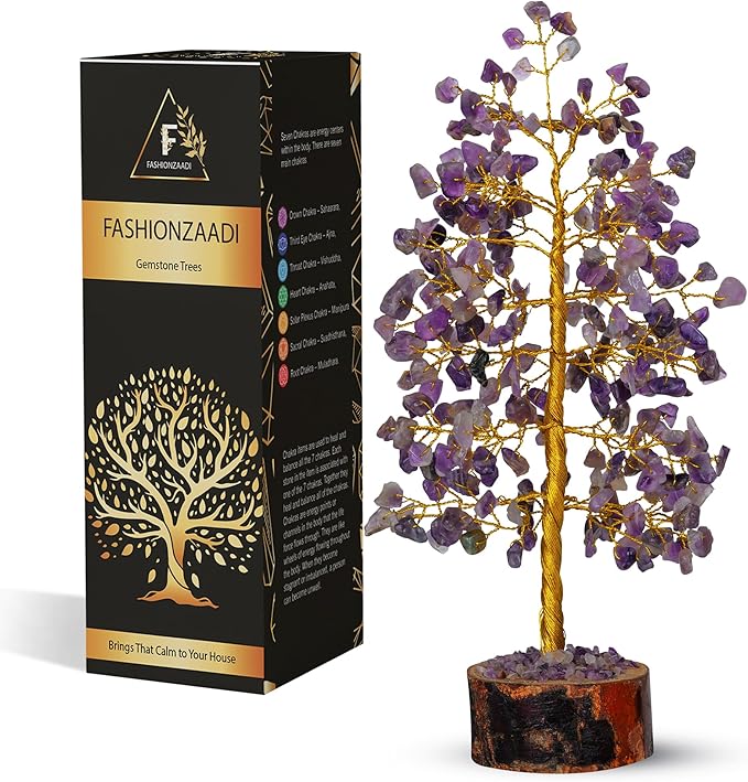 FASHIONZAADI Amethyst Crystals Tree of Life - Stones and Crystals - Bonsai Tree - Good Luck Gifts for Women - Meditation Accessories - Chakra Stones Decor