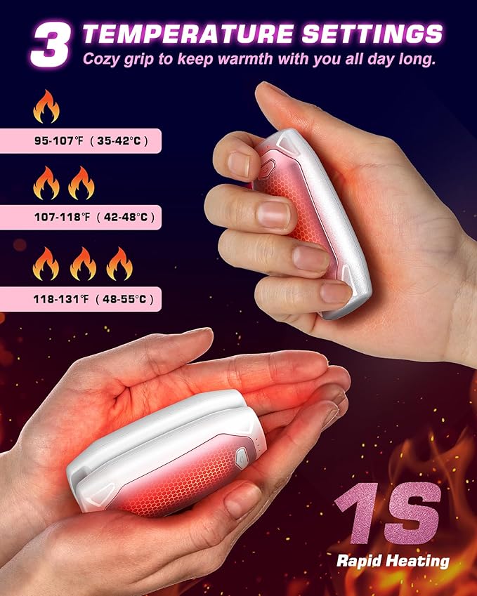 Kesguar Hand Warmers Rechargeable - 2 Pack 14000mAh AI Electric Hand Warmers with Charging Case, Magnetic 2 in 1 Pocket Handwarmers, Portable Heater Gifts for Women/Men/Golf/Camping/Hunting