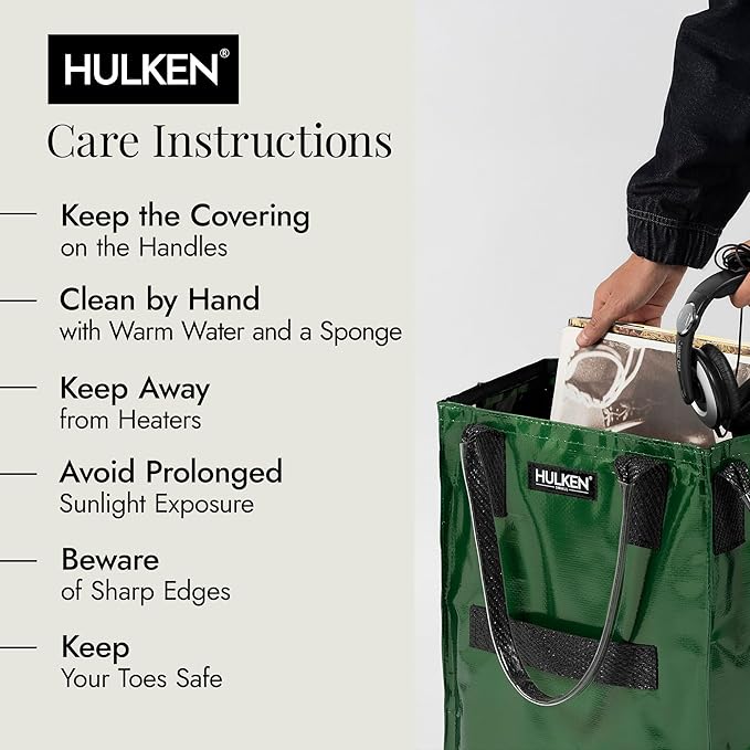 HULKEN (Small, Forest Green) Reusable Grocery Bag On Wheels, Shopping Trolley, Rolling Tote, Zipper Closure, Lightweight, Carries Up to 66 lb, Folds Flat